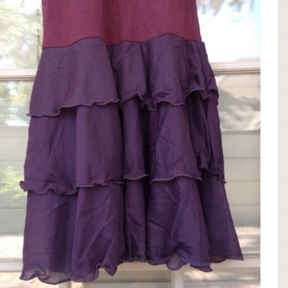 Lux wine dress with purple ruffles - Picture 4 of 4